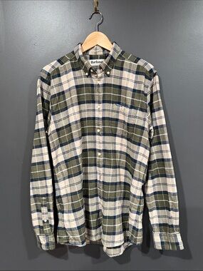 Barbour Olive, Navy & Cream Plaid Button-Down Shirt